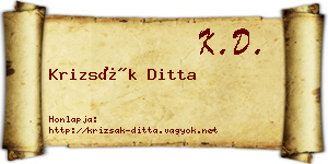 Krizsák Ditta névjegykártya